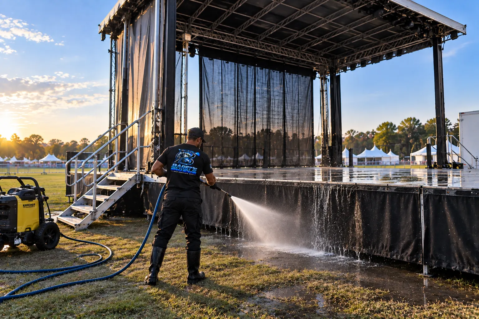 Commercial pressure washing on site